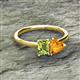 2 - Esther Emerald Shape Peridot & Heart Shape Citrine 2 Stone Duo Ring 