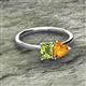 2 - Esther Emerald Shape Peridot & Heart Shape Citrine 2 Stone Duo Ring 