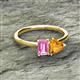 2 - Esther Emerald Shape Pink Sapphire & Heart Shape Citrine 2 Stone Duo Ring 