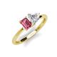 3 - Esther IGI Certified Heart Shape Lab Grown Diamond & Emerald Shape Pink Tourmaline 2 Stone Duo Ring 