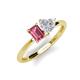3 - Esther Emerald Shape Pink Tourmaline & Heart Shape White Sapphire 2 Stone Duo Ring 