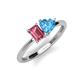 3 - Esther Emerald Shape Pink Tourmaline & Heart Shape Blue Topaz 2 Stone Duo Ring 