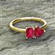 2 - Esther Emerald Shape Lab Created Ruby & Heart Shape Lab Created Ruby 2 Stone Duo Ring 