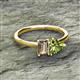 2 - Esther Emerald Shape Smoky Quartz & Heart Shape Peridot 2 Stone Duo Ring 