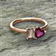 2 - Esther Emerald Shape Smoky Quartz & Heart Shape Rhodolite Garnet 2 Stone Duo Ring 