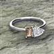2 - Esther Emerald Shape Smoky Quartz & Heart Shape White Sapphire 2 Stone Duo Ring 