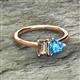 2 - Esther Emerald Shape Smoky Quartz & Heart Shape Blue Topaz 2 Stone Duo Ring 