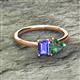 2 - Esther Emerald Shape Tanzanite & Heart Shape Lab Created Alexandrite 2 Stone Duo Ring 
