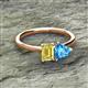 2 - Esther Emerald Shape Lab Created Yellow Sapphire & Heart Shape Blue Topaz 2 Stone Duo Ring 
