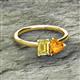 2 - Esther Emerald Shape Lab Created Yellow Sapphire & Heart Shape Citrine 2 Stone Duo Ring 