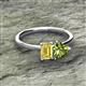 2 - Esther Emerald Shape Lab Created Yellow Sapphire & Heart Shape Peridot 2 Stone Duo Ring 