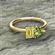2 - Esther Emerald Shape Lab Created Yellow Sapphire & Heart Shape Peridot 2 Stone Duo Ring 