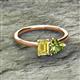 2 - Esther Emerald Shape Lab Created Yellow Sapphire & Heart Shape Peridot 2 Stone Duo Ring 