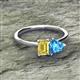 2 - Esther Emerald Shape Lab Created Yellow Sapphire & Heart Shape Blue Topaz 2 Stone Duo Ring 