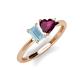 3 - Esther Emerald Shape Aquamarine & Heart Shape Rhodolite Garnet 2 Stone Duo Ring 