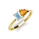 3 - Esther Emerald Shape Aquamarine & Heart Shape Citrine 2 Stone Duo Ring 