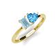 3 - Esther Emerald Shape Aquamarine & Heart Shape Blue Topaz 2 Stone Duo Ring 