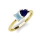 3 - Esther Emerald Shape Aquamarine & Heart Shape Lab Created Blue Sapphire 2 Stone Duo Ring 