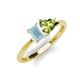 3 - Esther Emerald Shape Aquamarine & Heart Shape Peridot 2 Stone Duo Ring 