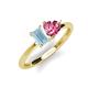 3 - Esther Emerald Shape Aquamarine & Heart Shape Pink Tourmaline 2 Stone Duo Ring 