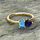 2 - Esther Emerald Shape Blue Topaz & Heart Shape Lab Created Blue Sapphire 2 Stone Duo Ring 