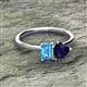 2 - Esther Emerald Shape Blue Topaz & Heart Shape Lab Created Blue Sapphire 2 Stone Duo Ring 