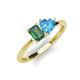 3 - Esther Emerald Shape Lab Created Alexandrite & Heart Shape Blue Topaz 2 Stone Duo Ring 