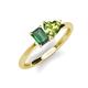 3 - Esther Emerald Shape Lab Created Alexandrite & Heart Shape Peridot 2 Stone Duo Ring 