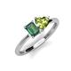 3 - Esther Emerald Shape Lab Created Alexandrite & Heart Shape Peridot 2 Stone Duo Ring 