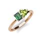 3 - Esther Emerald Shape Lab Created Alexandrite & Heart Shape Peridot 2 Stone Duo Ring 