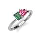 3 - Esther Emerald Shape Lab Created Alexandrite & Heart Shape Pink Tourmaline 2 Stone Duo Ring 