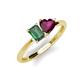 3 - Esther Emerald Shape Lab Created Alexandrite & Heart Shape Rhodolite Garnet 2 Stone Duo Ring 