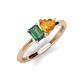 3 - Esther Emerald Shape Lab Created Alexandrite & Heart Shape Citrine 2 Stone Duo Ring 