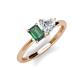 3 - Esther Emerald Shape Lab Created Alexandrite & Heart Shape Forever Brilliant Moissanite 2 Stone Duo Ring 
