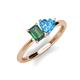 3 - Esther Emerald Shape Lab Created Alexandrite & Heart Shape Blue Topaz 2 Stone Duo Ring 
