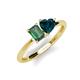 3 - Esther Emerald Shape Lab Created Alexandrite & Heart Shape London Blue Topaz 2 Stone Duo Ring 
