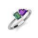 3 - Esther Emerald Shape Lab Created Alexandrite & Heart Shape Amethyst 2 Stone Duo Ring 