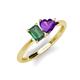 3 - Esther Emerald Shape Lab Created Alexandrite & Heart Shape Amethyst 2 Stone Duo Ring 