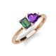 3 - Esther Emerald Shape Lab Created Alexandrite & Heart Shape Amethyst 2 Stone Duo Ring 