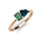 3 - Esther Emerald Shape Lab Created Alexandrite & Heart Shape London Blue Topaz 2 Stone Duo Ring 