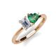 3 - Esther GIA Certified Emerald Shape Diamond & Heart Shape Lab Created Alexandrite 2 Stone Duo Ring 