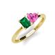3 - Esther Emerald Shape Lab Created Emerald & Heart Shape Lab Created Pink Sapphire 2 Stone Duo Ring 