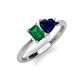3 - Esther Emerald Shape Lab Created Emerald & Heart Shape Lab Created Blue Sapphire 2 Stone Duo Ring 