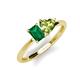 3 - Esther Emerald Shape Lab Created Emerald & Heart Shape Peridot 2 Stone Duo Ring 