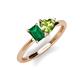 3 - Esther Emerald Shape Lab Created Emerald & Heart Shape Peridot 2 Stone Duo Ring 