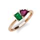 3 - Esther Emerald Shape Lab Created Emerald & Heart Shape Rhodolite Garnet 2 Stone Duo Ring 