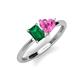 3 - Esther Emerald Shape Lab Created Emerald & Heart Shape Pink Sapphire 2 Stone Duo Ring 