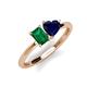 3 - Esther Emerald Shape Lab Created Emerald & Heart Shape Lab Created Blue Sapphire 2 Stone Duo Ring 