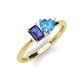 3 - Esther Emerald Shape Iolite & Heart Shape Blue Topaz 2 Stone Duo Ring 