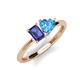 3 - Esther Emerald Shape Iolite & Heart Shape Blue Topaz 2 Stone Duo Ring 